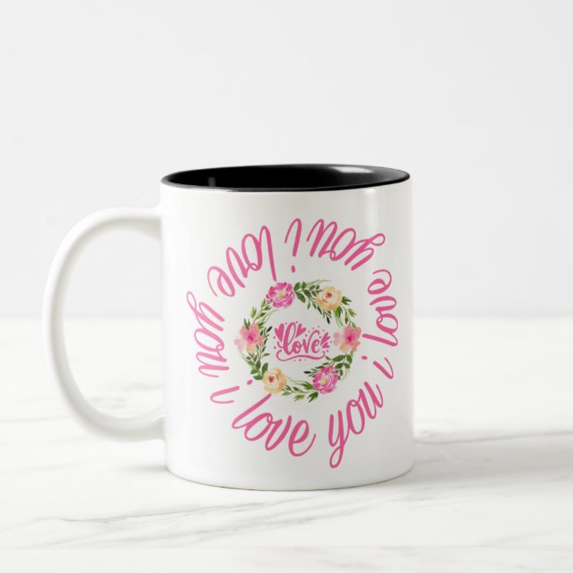 Blumenstrauß / I Liebe Sie Zweifarbige Tasse (Links)