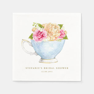 Blumenstrauß im Wasser Teacup Brautparty Serviette