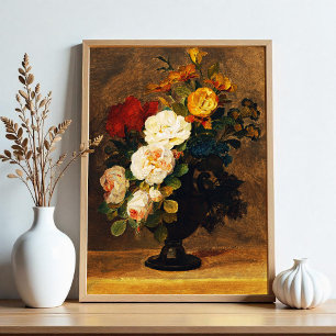 Blumenstrauß in antiker Vase Fotodruck