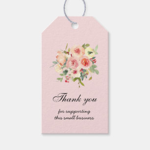 Blumenstrauß in Aquarellfarben in Rosa Vielen Dank Geschenkanhänger