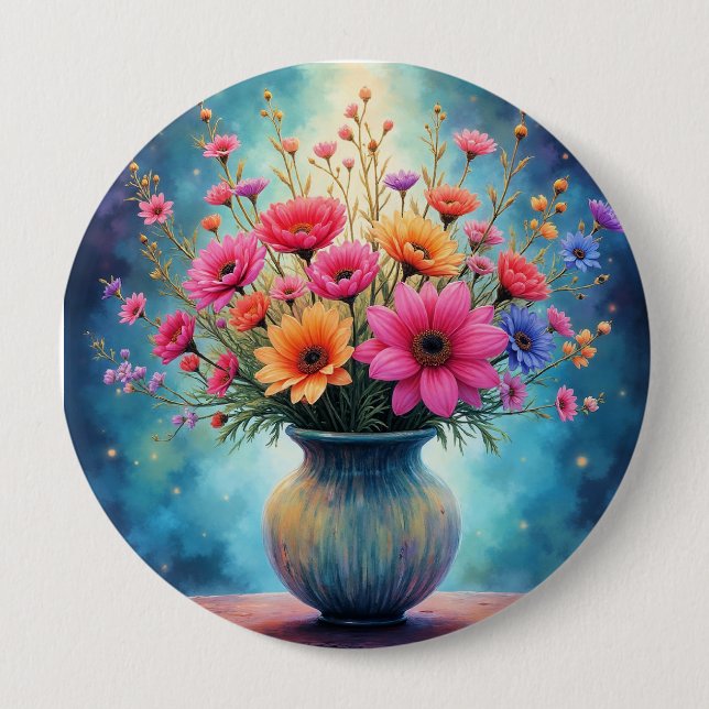 Blumenstrauß in bunten Farben Button (Vorderseite)