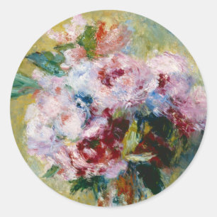 Blumenstrauß in einer Vase von Auguste Renoir Runder Aufkleber