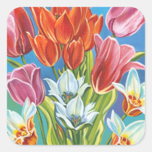 Blumenstrauß in Grenze III Quadratischer Aufkleber