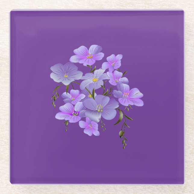 Blumenstrauß in Lilac Glasuntersetzer (Vorderseite)