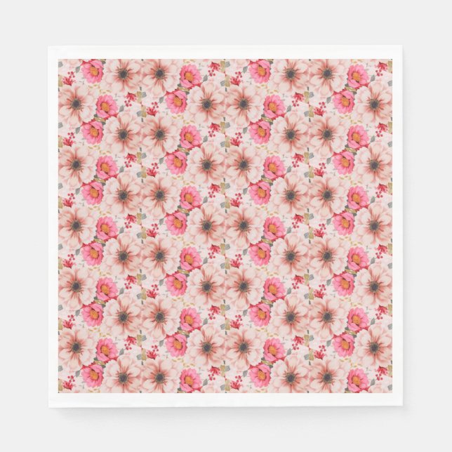 Blumenstrauß in rosa Brautparty Junggeselinnen-Abs Serviette (Vorderseite)