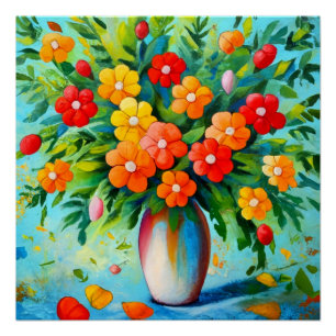 Blumenstrauß in Vase Poster