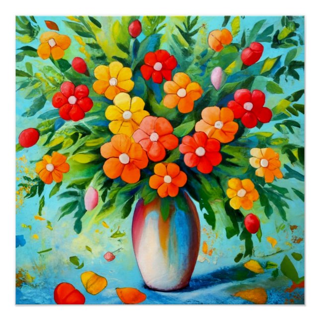 Blumenstrauß in Vase Poster (Vorderseite)