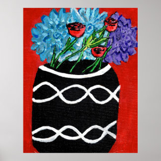 Blumenstrauß in Vasen-Druck (Halbglanz) Poster