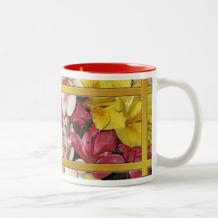 Blumenstrauß-Kaffeetasse Zweifarbige Tasse