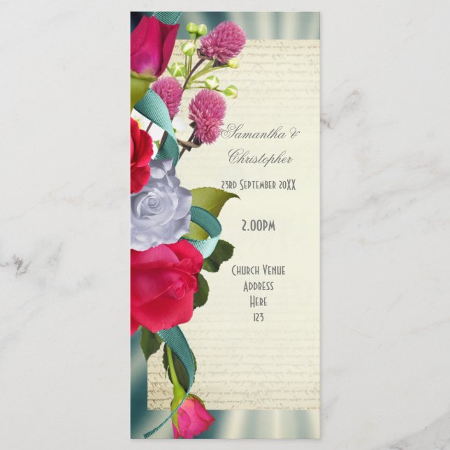 Blumenstrauß Kirchenhochzeitsprogramm Programm (Vorderseite)