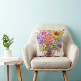 Blumenstrauß - Kritzelstil-Kunst Kissen