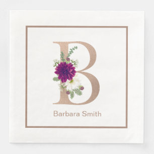 Blumenstrauß, kundenspezifischer Brief B Monogramm Serviette
