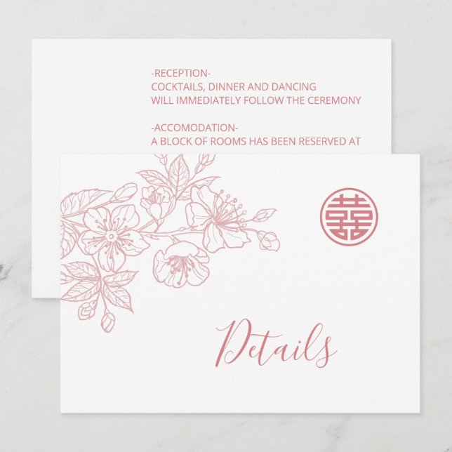 Blumenstrauß-Kunst Chinesische Hochzeiten Details Begleitkarte (Vorne/Hinten)