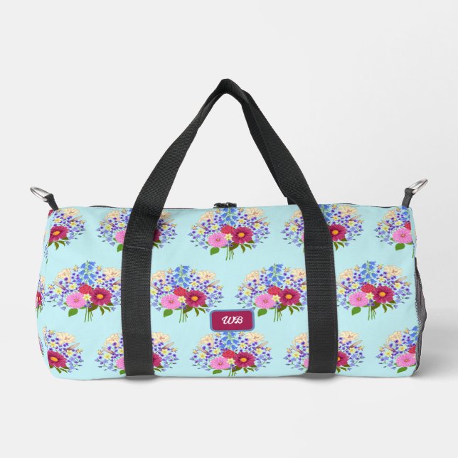 Blumenstrauss Light Blue Reisetasche Duffle Bag (Vorderseite)