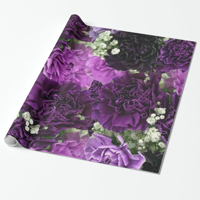 Blumenstrauß-lila Gartennelken Geschenkpapier (Ungerollt)