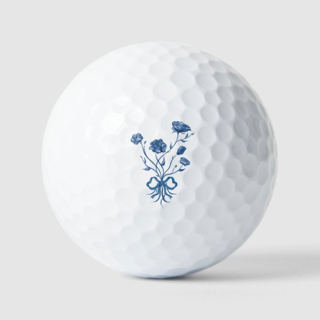 Blumenstrauß mit Blue Bow Golf Ball (Vorderseite)