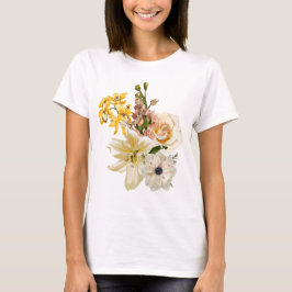 Blumenstrauß mit Gartenmöbeln und Blume. T-Shirt