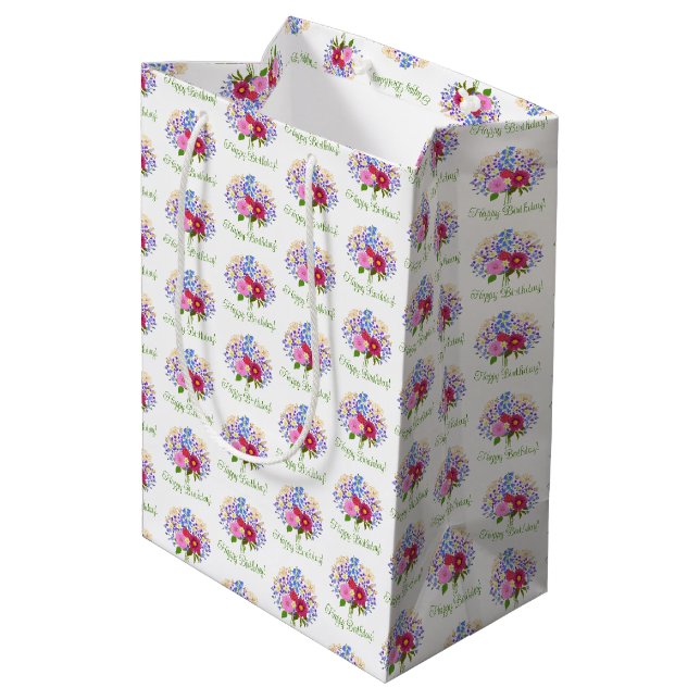 Blumenstrauss Mittlere Geschenktüte (Rückseite Schrägansicht)