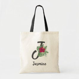 Blumenstrauß-Monogramm-Buchstaben "J" Tragetasche
