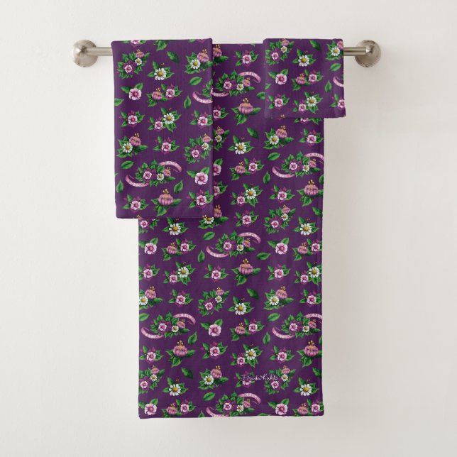 Blumenstrauß-Muster Frida Kahlos | Purlpe Badhandtuch Set (Insitu)