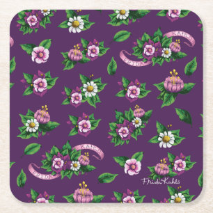 Blumenstrauß-Muster Frida Kahlos   Purlpe Rechteckiger Pappuntersetzer