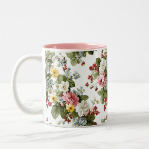 Blumenstrauß-Muster im Landhausstil Zweifarbige Tasse