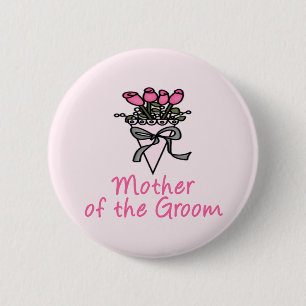 Blumenstrauß-Mutter des Bräutigams Button