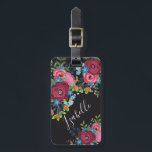 Blumenstrauß-Name-Adresse Burgunders blaue Gepäckanhänger<br><div class="desc">Hübsche Blumen des schwarzen Gepäckumbaus in rosa,  in Blauem und Burgunder. Fügen Sie Ihren Namen in einem reizenden Skript hinzu. Und auf der Rückseite,  Ihr Name und Anschrift.</div>