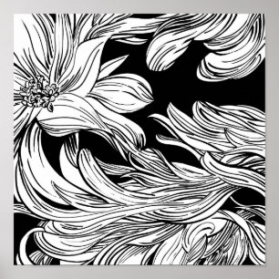 Blumenstrauß Natur Blumen Tintenfärbungsseite Poster