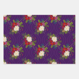 Blumenstrauß-Packung lila 3 Packung Geschenkpapier Set