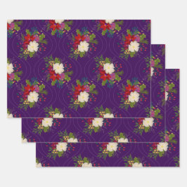 Blumenstrauß-Packung lila 3 Packung Geschenkpapier Set