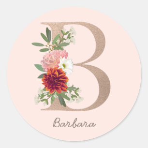 Blumenstrauß personalisierter Brief " B " Runder Aufkleber