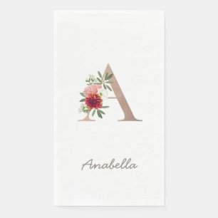 Blumenstrauß personalisierter Buchstabe "A" Serviette