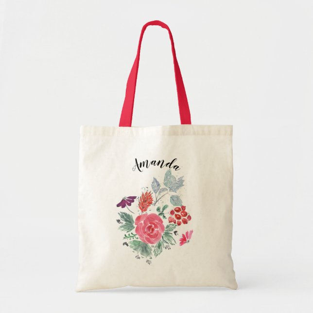 Blumenstrauß, personalisierter Totbeutel Tragetasche (Vorne)