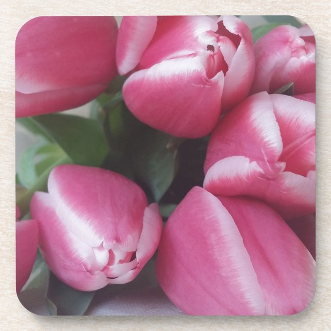 Blumenstrauß, Pink Tulips, Blume Getränkeuntersetzer (Vorderseite)