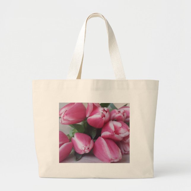 Blumenstrauß, Pink Tulips, Blume Jumbo Stoffbeutel (Vorne)