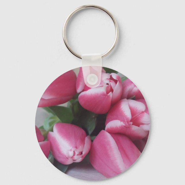 Blumenstrauß, Pink Tulips, Blume Schlüsselanhänger (Vorderseite)