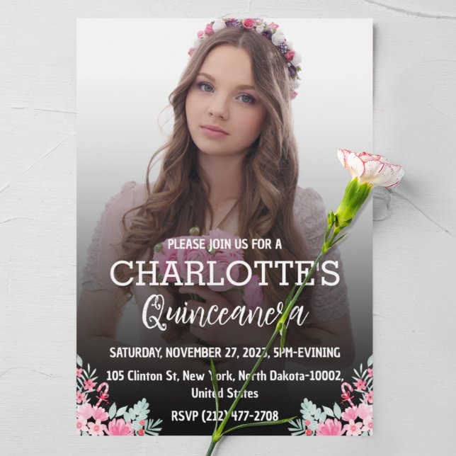 Blumenstrauß Quinceanera 15. Geburtstag für Spanis Einladung (Von Creator hochgeladen)