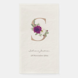 Blumenstrauß-Rose, goldfarben, monogramm, S Serviette