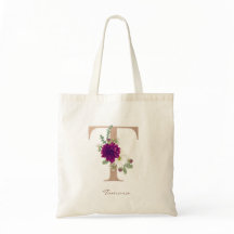 Blumenstrauß-Rose, goldfarben, monogramm, T