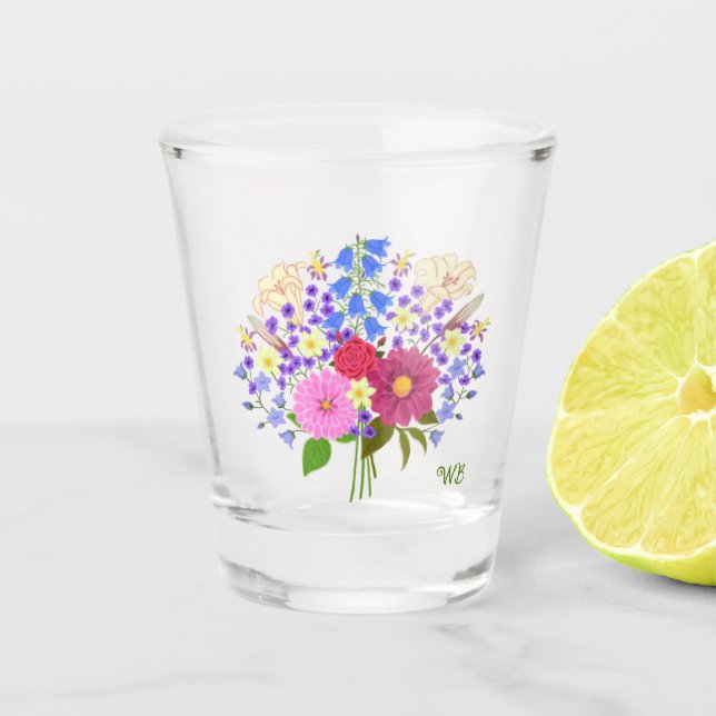 Blumenstrauss Schnapsglas (Vorderseite)