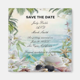 Blumenstrauß-Strandhochzeit Save the Date Magnet