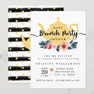 Blumenstrauß Tee Party Gelbe Babydusche Einladung