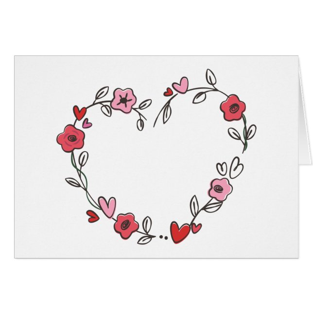 Blumenstrauß und rosa Blume & Herzkranz (Vorderseite (Horizontal))