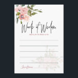 Blumenstrauß und Rose Goldene Ratschläge für Wasse Hinweiskarte<br><div class="desc">Trendy Blush and Rose Gold Wedding floral Aquarell Brautparty Beratung für Bride-to-be-Karte mit eleganter Handschrift Typografie,  die auf Ihre Besonderheiten angepasst werden können.</div>
