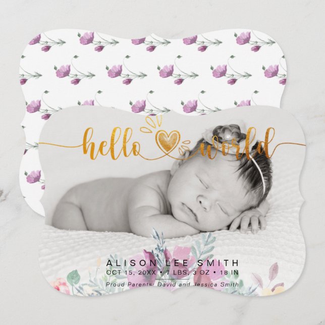 Blumenstrauß-Weltbaby-Ankündigung Ankündigung (Vorne/Hinten)