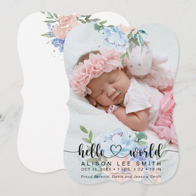 Blumenstrauß-Weltbaby-Ankündigung Ankündigung (Vorne/Hinten)