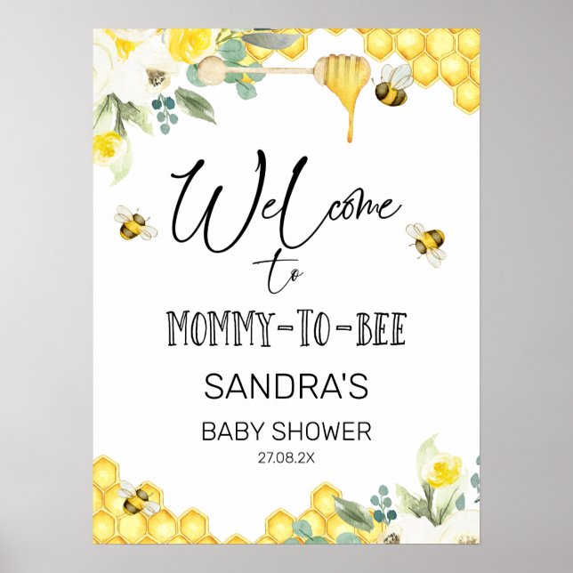 Blumensträuße Baby Dusche Begrüßungszeichen Poster (Vorne)