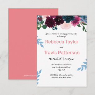 Blumensträuße rosa - 3x5 Engagement-Partei Einladung