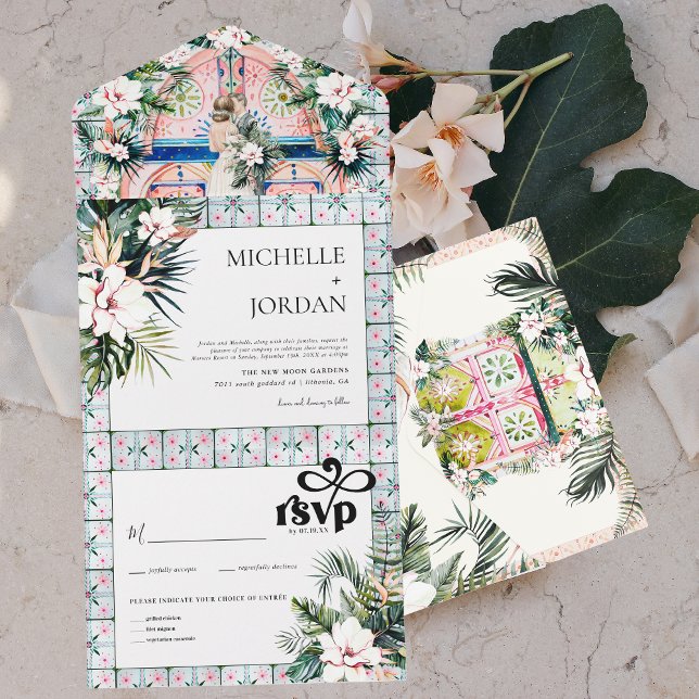 Blumensträuße | Tropische Hochzeit in Marokko All In One Einladung (Von Creator hochgeladen)